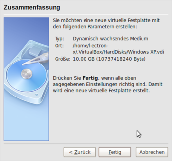 VirtualBox: Zusammenfassung der Einstellungen